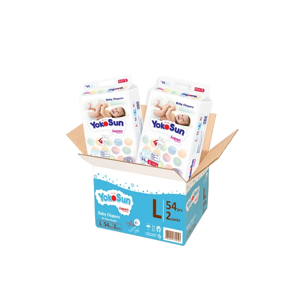 Подгузники Yokosun Megabox размер L (9 13 кг) 108 шт|Одноразовые подгузники| |