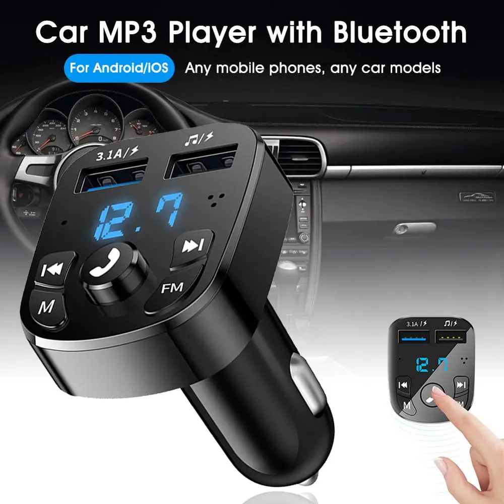 FM Transmitter Wireless Bluetooth Car Kit Handsfree Car MP3 Audio Music Player Dual USB Radio Modulator Car Kit 3.1A USB Charger