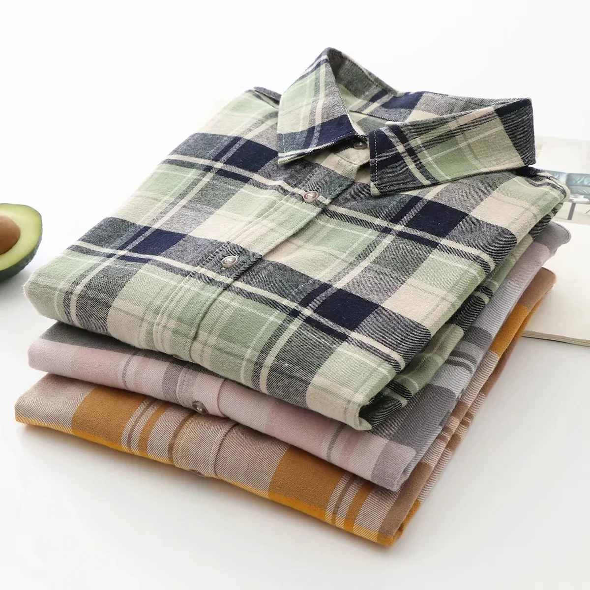 Новая свободная Тонкая Повседневная рубашка в клетку с отворотом и длинным