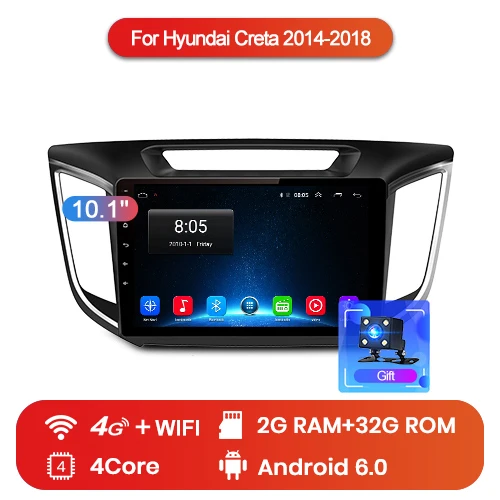 2-32GB Junsun 4G+ 64G CarPlay DSP Android 8,1 автомобильный Радио Мультимедиа Стерео Аудио плеер gps 2 Din для hyundai Santa Fe 2 2006-2012 без DVD - Цвет: 2-32GB