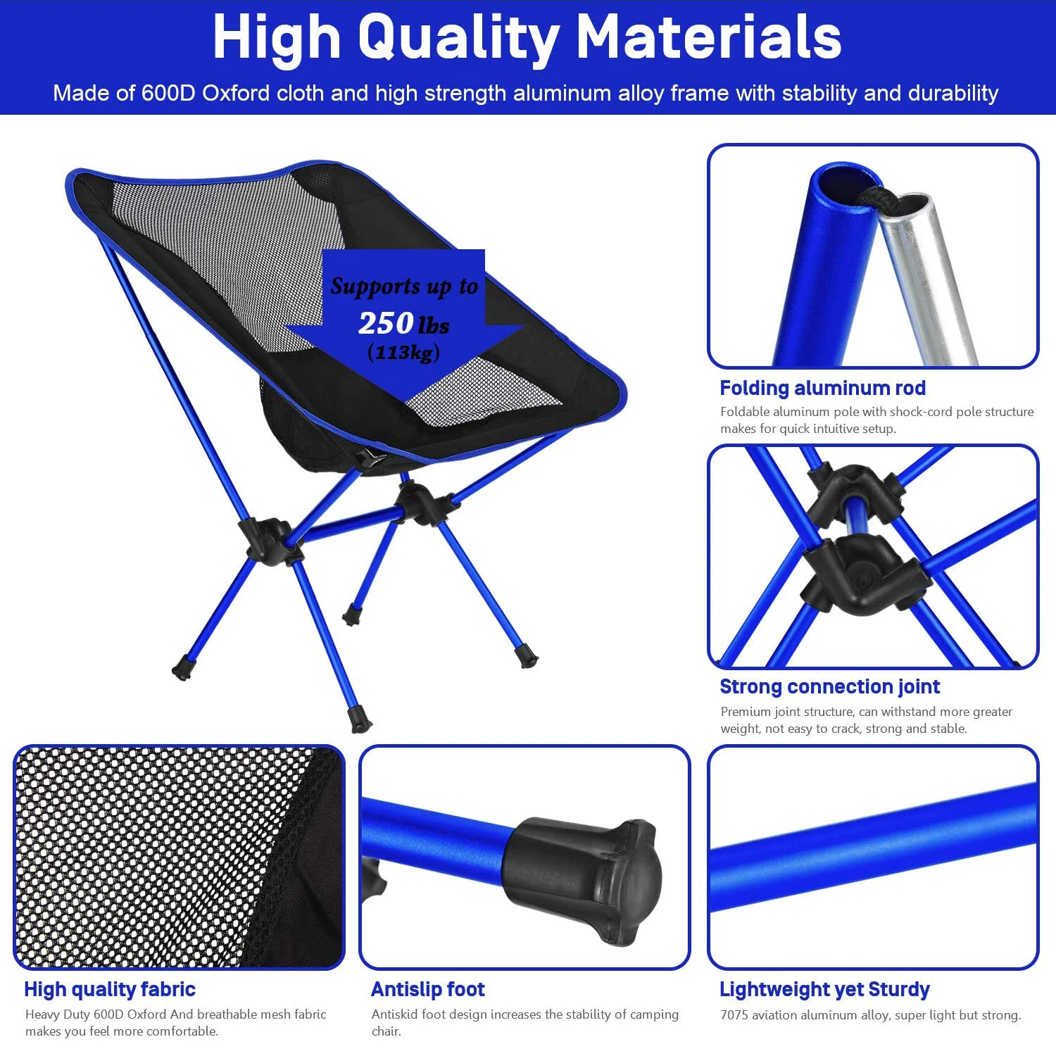 Satılık Açık Balıkçılık Katlanır Kamp Sandalyesi Ile 600D Oxford Kumaş Ve 7075 Alüminyum Alaşımlı Bahçe, Kamp, Plaj, Seyahat