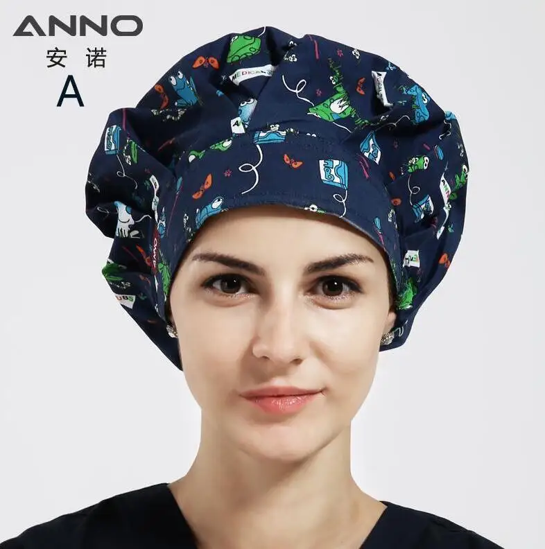 A-QinWaWangZi-Cap ANNO медицинские скрабы с мультяшной лягушкой хирургический костюм для женщин и мужчин униформа для кормления медсестры одежда Медицинские костюмы платье - Цвет: A-QinWaWangZi-Cap
