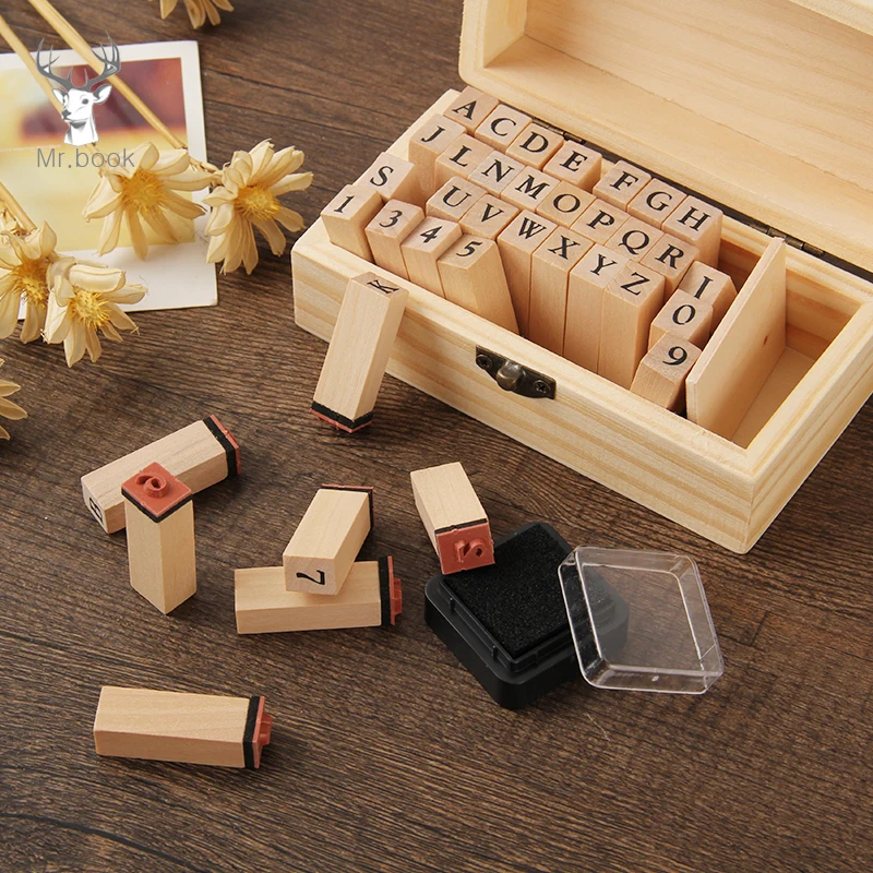 36 шт Ретро Деревянный Алфавит буквы резиновые штампы печать набор дневник