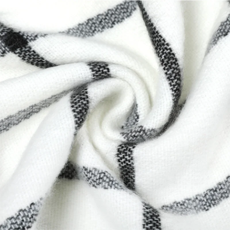 

SupSindy Winter Women wool Scarf fashion Plaid Scarves for women Soft warm luxury Cashmere Shawl with tassels black scarf female