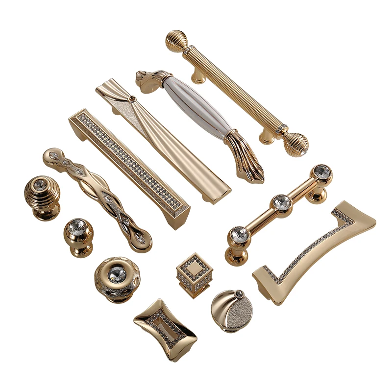 Ручки для ящиков шкафа из золотого цинкового сплава европейская Мебельная ручка