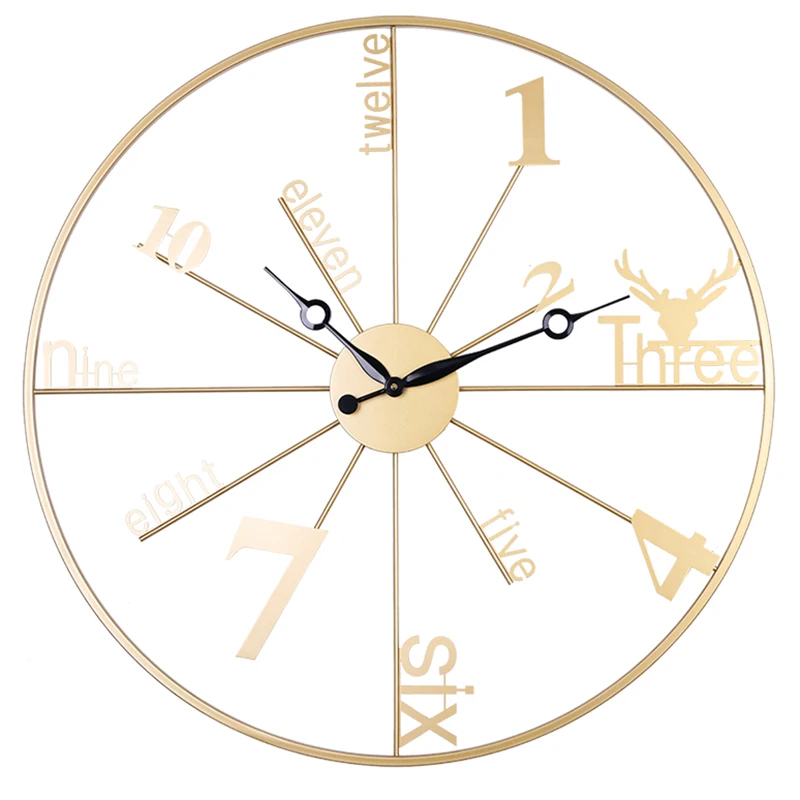 

Nordic Large Wall Clock Modern Gold Wall Watches Home Decor Metal Luxury Silent 3D Clocks Creative Living Room Decoration Gift