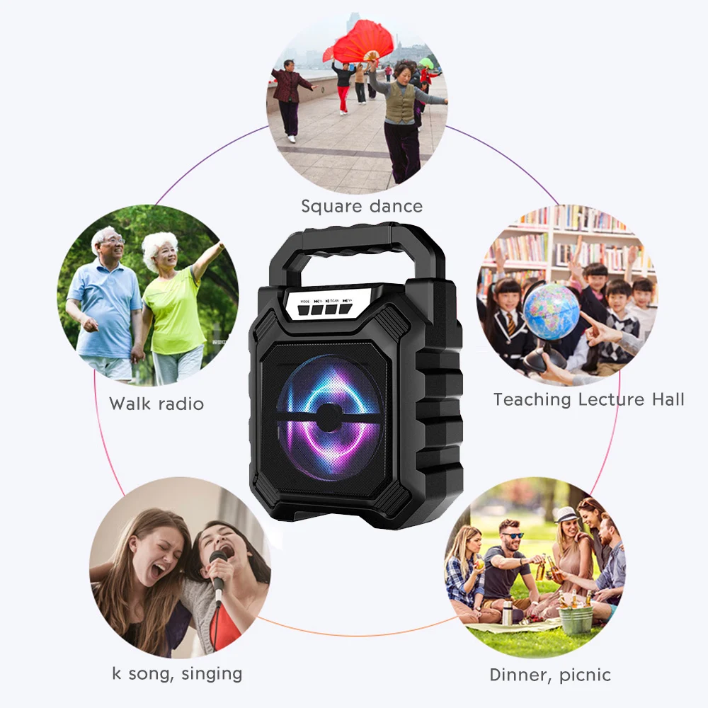

8W 1200mAh Portable Outdoor Bluetooth 5.0 Speaker Column USB Charge FM Radio TF U Disk handsfree call With External Microphone