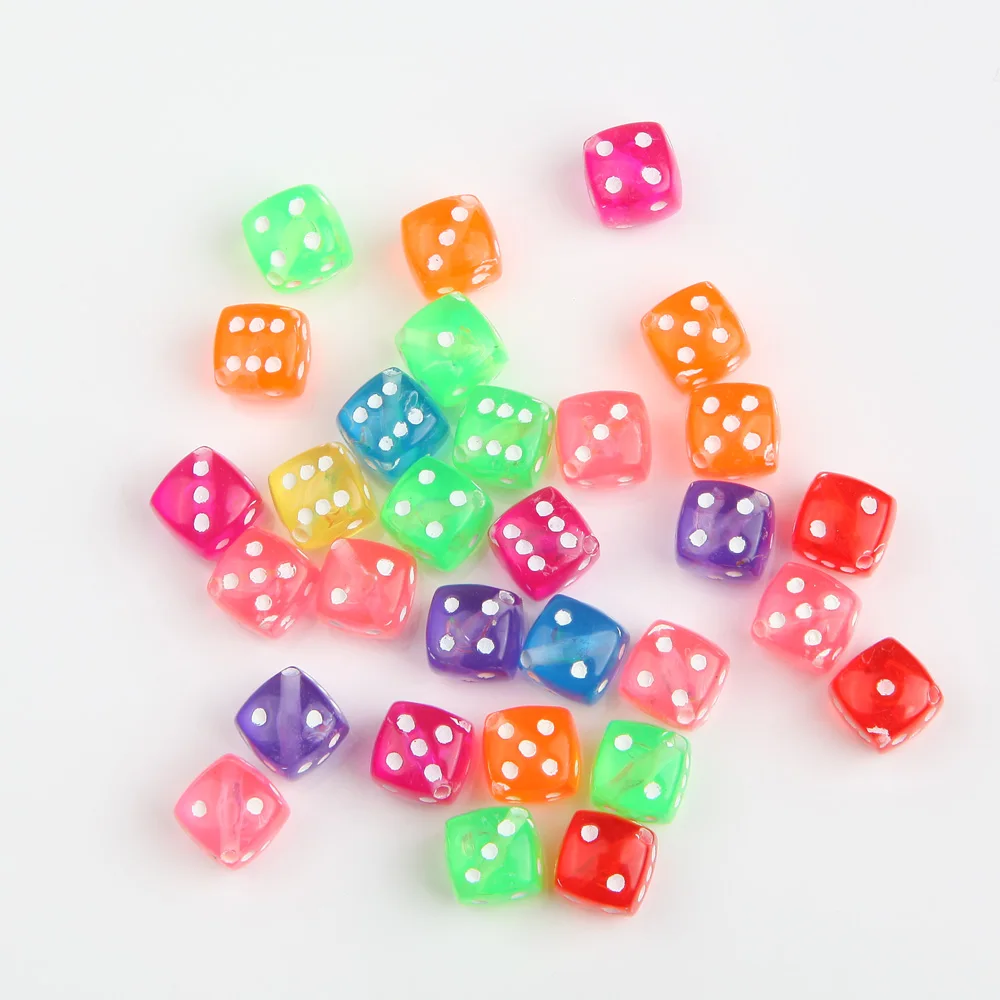 

50/100PCS 8mm Dice Beads Acrylic Mixed Color Spaced Beads for Jewelry Making Bracelet DIY Handmade Supplies Accessories