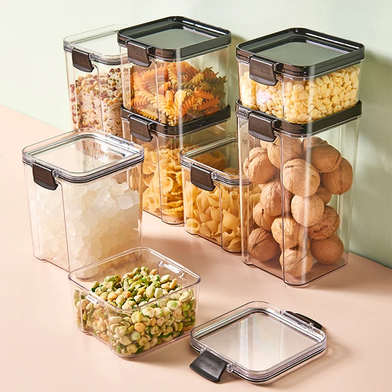 XiaoGui حاوية تخزين بلاستيكية التخزين في المطبخ منظم مطبخ صندوق حاوية الغذاء تخزين Cajas contadas