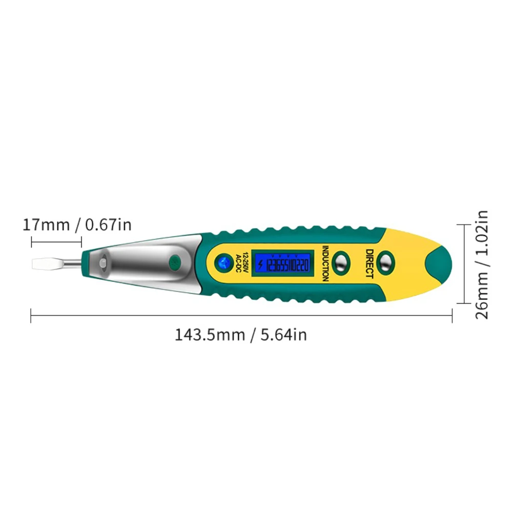 

Digital Test Pencil Tester Pen Electrical Voltage Detector Pen LCD Display Screwdriver AC/DC 12-250V for Electrician Tools