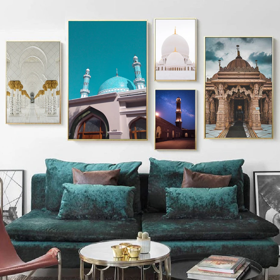 

Scenery Religion Palace Nordic Poster Vintage Church Building Wall Art Canvas Painting Wall Pictures For Living Room Unframed