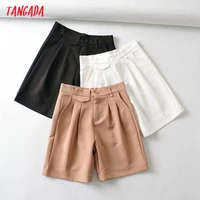 tangada 2021 summer new women elegant solid shorts side zipper pockets ol shorts pantalones 2t13