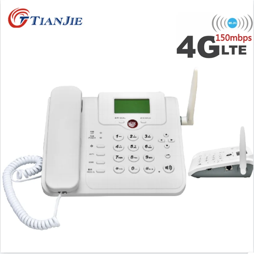 TIANJIE Cordless GSM WIFI 3G/4G SIM Card Fixed Phone Landline Telephone Wireless LTE/FDD Router+Phone for Home/Office/Company