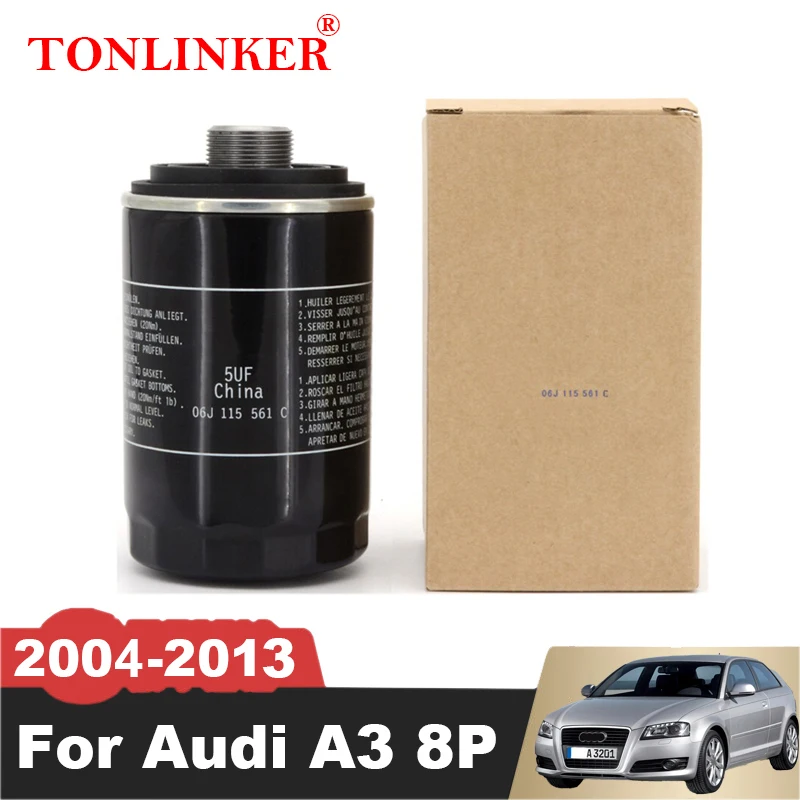 TONLINKER-filtro de aceite 06J115561C para Audi A3 8P 2004-2008 2009-2012 2013 TFSI 1,8 TFSI 8P1 8P7 8PA 06J115561B, accesorios de coche