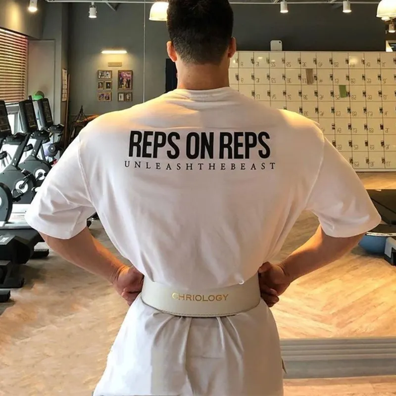

New Summer Men Fitness Workout Large Size T-shirt Casual Clothing Gym Cotton Short Sleeve Male Bodybuilding Sport Tee Shirt Tops