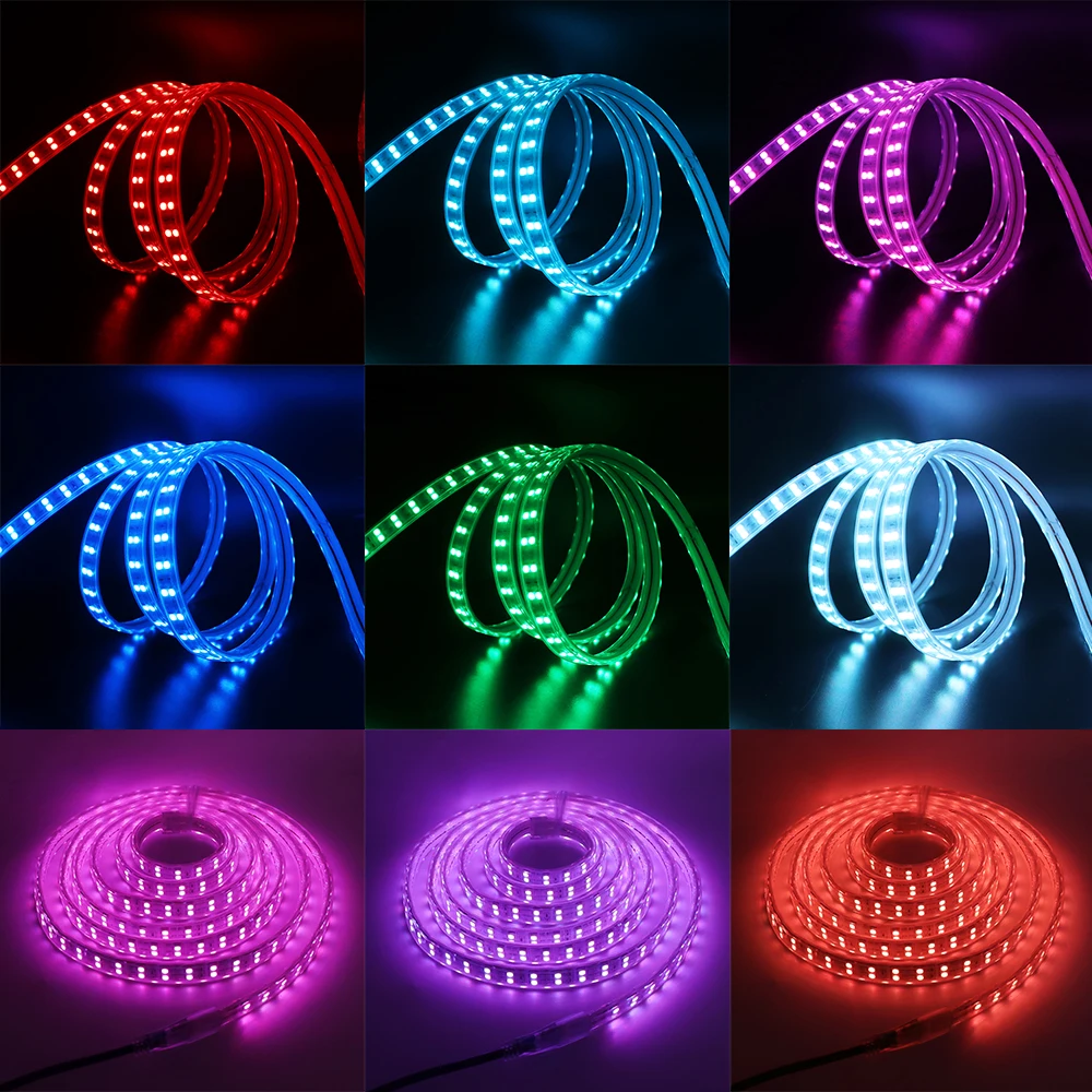 Лента светодиодная водонепроницаемая 220 В перем. Тока 120 светодиодов s/m 5050 RGB |
