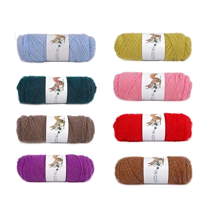 

Soft Long Squirrel Cashmere Yarn Fine Worsted Hand Knitting Wool Thread Skein for Making Cardigan Scarf Hat Sweater Doll DIY