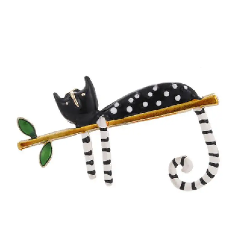 Ленивый кот сидящий на дереве эмалированные Броши для женщин и мужчин заколка с