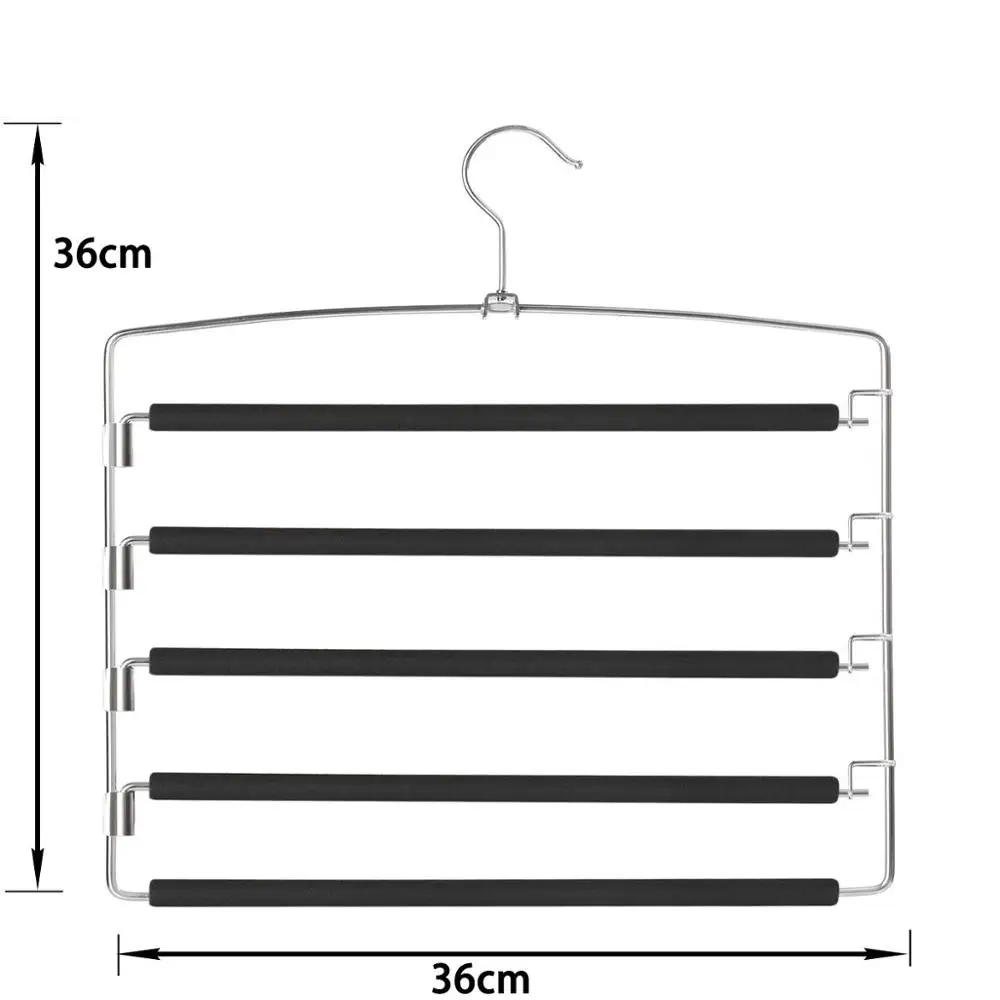 Вешалка для брюк Eisho 5 уровней из нержавеющей стали нескользящая с поролоновой