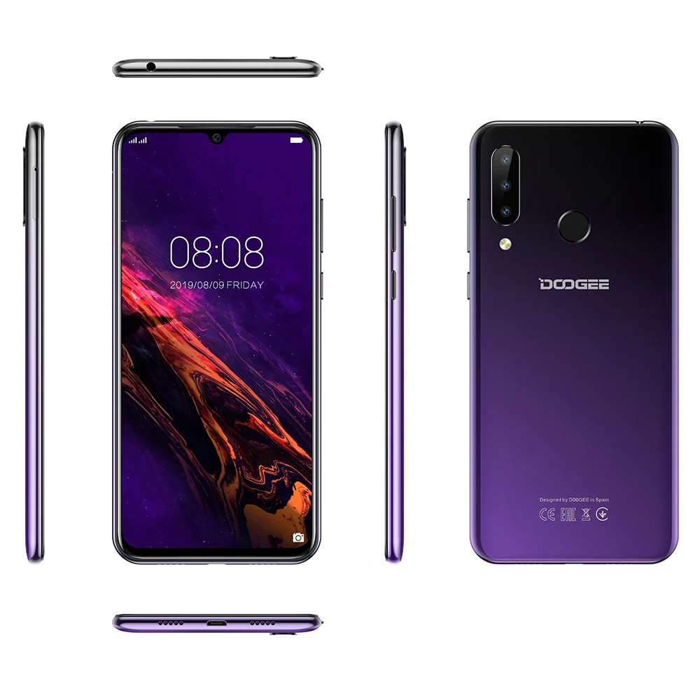 DOOGEE N20 мобильный телефон отпечаток пальца 6 3 дюймов FHD + дисплей 16 МП тройная