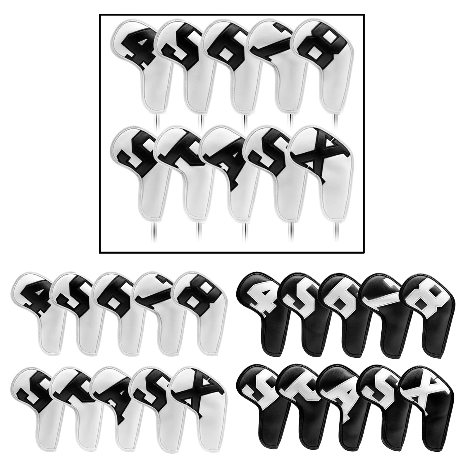 

10pcs Golf Iron Headcover with Large Numbers Easy Recognition Waterproof Irons Club Covers Transport Anti-Scratch Protector