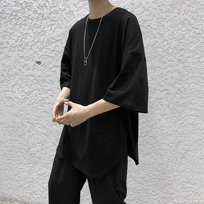 

Summer Ins Fashion Brand Five-Point Irregular Short-Sleeved Men's Korean-Style Trendy Loose Couple Half Sleeve T-shirt
