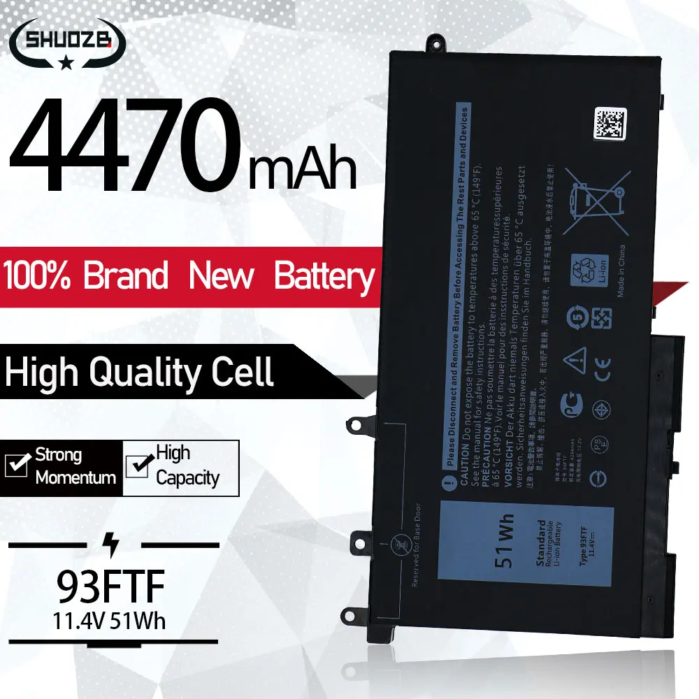 

Laptop Battery 93FTF For Dell Latitude 5480 5490 5580 5590 5495 5491 E5290 E5288 83XPC 4YFVG D4CMT Precision 15 M3520 M3530 51Wh