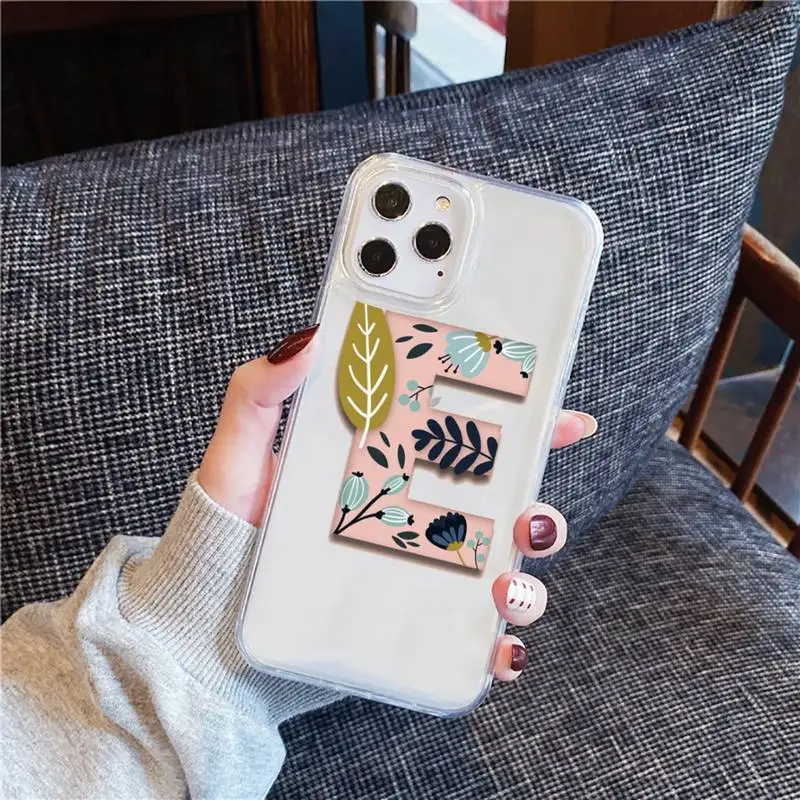 

letter DIY name Phone Case Transparent for iPhone 12 11 mini pro XS MAX 6 6S 8 7 Plus X 5S SE 2020 XR