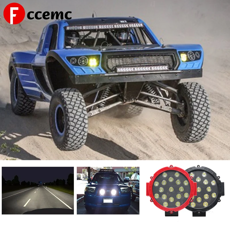 

Fccemc 2 X 7 Inch 51W Spot Round LED Work Light Bar Off Road Fog Driving Roof Bar Bumper For Trucks ATV 4X4 Tractor Vehicles 12V