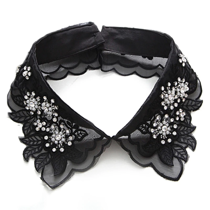 

New Hot Sale Korean Fashion Women Detachable Crystal Collars Pearl Shirt Detachable Fake Collar Shirts Sweater Fake Collar