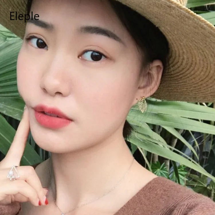 Элегантные желтое золото цвет полые листья серьги для женщин офисные женские