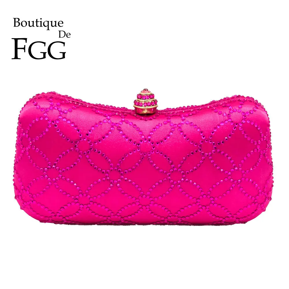 Женский Вечерний Клатч Boutique De FGG ярко розовый клатч с кристаллами торжественный