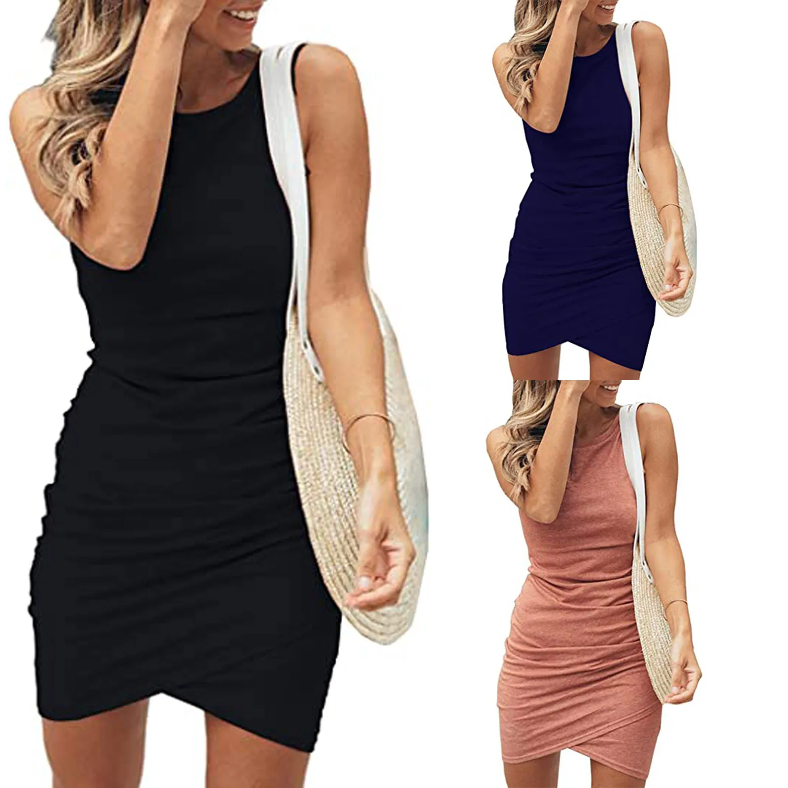 Summer Dress Women Dresses Vestido De Mujer Casual Comfy Robe Femme Cold Shoulder Ladies Sleeveless Dress платье 2021 Платья