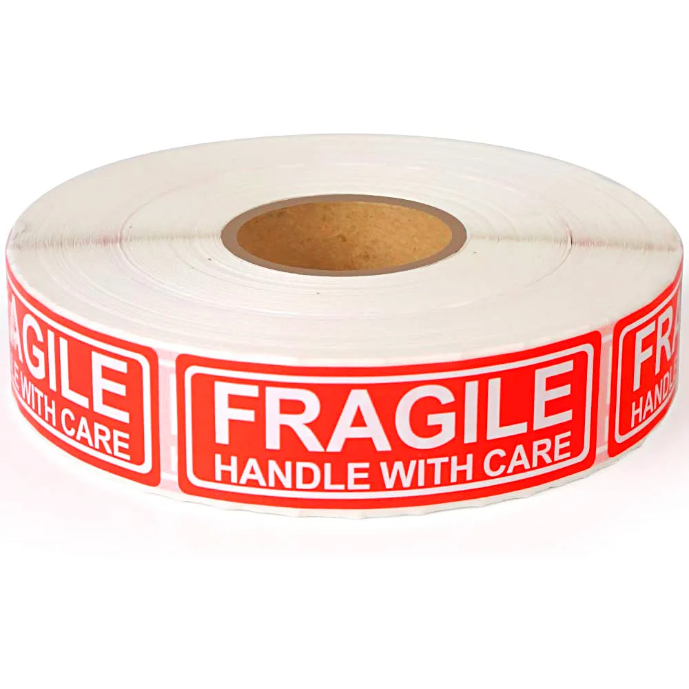 

500pcs/Roll Labels Fragile Stickers 2.5cm*7.5cm Fragile Bend Handle with Care Warning Packing Thank You Shipping Labels Sticker