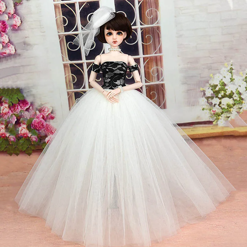 Высококачественное платье и фата свадебное для шарнирной куклы 1/4 вечернее