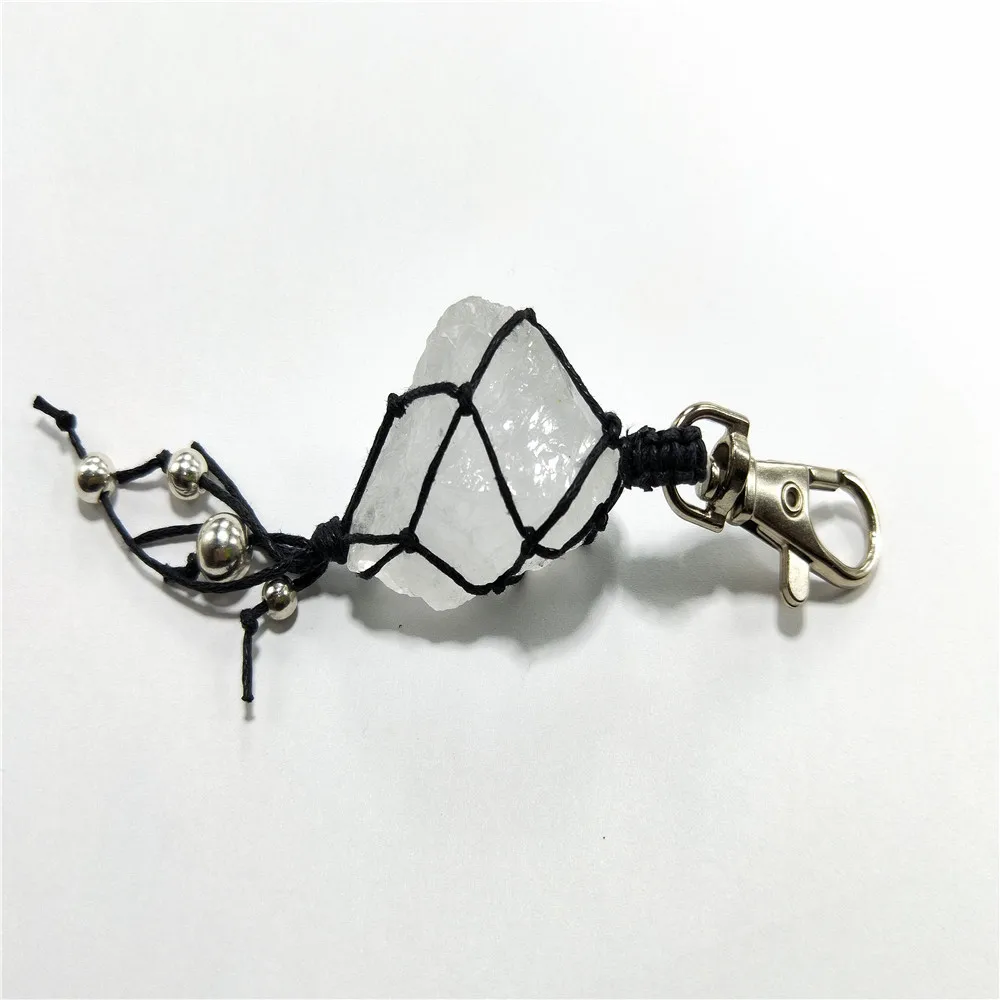 Natural Stone Keychains Irregular Braid Crystal Column Pendant for DIY Car Key Rings Chains Chain Women New | Украшения и