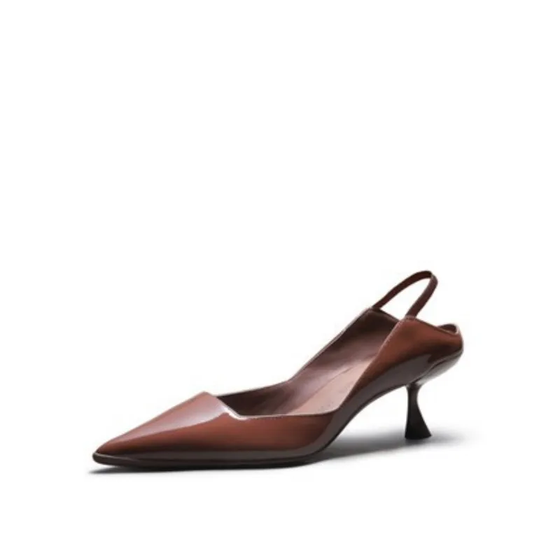 

new design shoes women pumps leather Back strap pointed toe platform 5.5cm thin high heels party ladies dress shoes