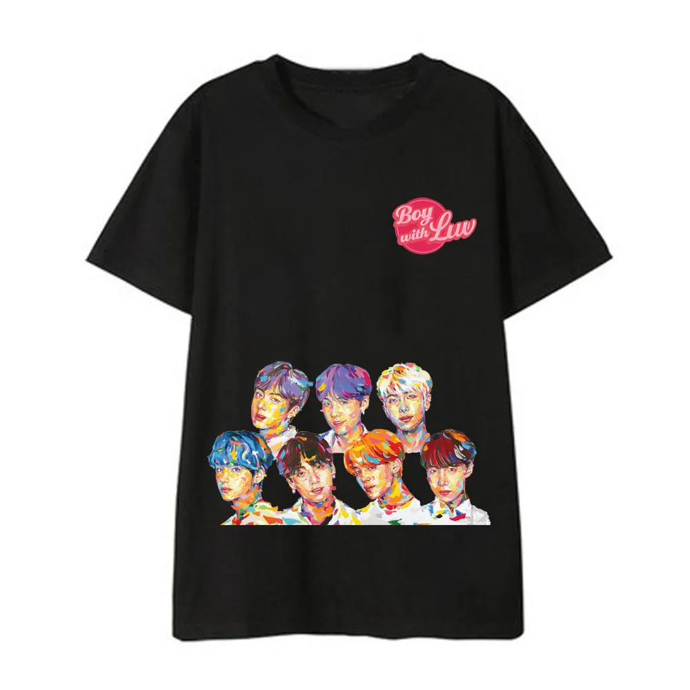 Kpop bangtan мальчиков новый короткий рукав футболки корейской версии свободные