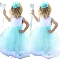 adorable flower girl dresses gowns puffy little girls dress special occasion formal gowns white and aqua blue handmade flower ru
