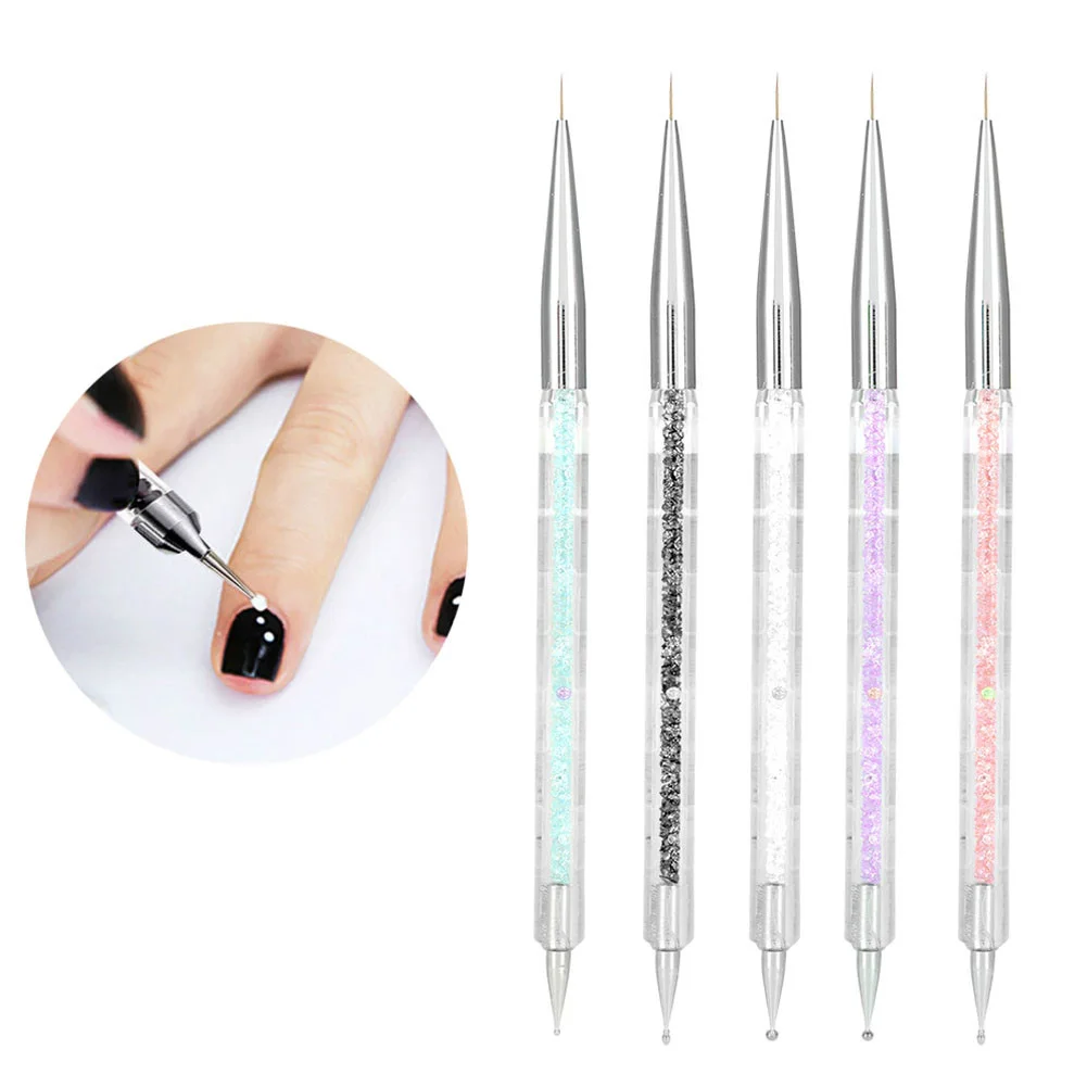 5Pcs/Set Pro Nail Art Drawing Dotting Pen The Double Heads Design Rhinestone Picker DIY Manicure New Tool Gel Painting | Красота и