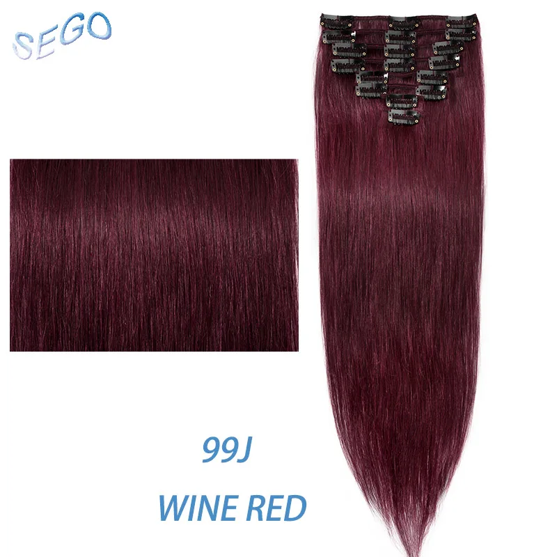 # 99J SEGO "-24" 65-120G прямолинейный скрепка в Пряди человеческих волос для наращивания чистый и фортепиано Цвет 8 шт./компл. Non-Волосы remy, на заколках, бразильские волосы - Цвет: # 99J