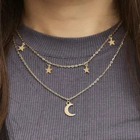 2021 trend elegant jewelry tassel star moon pendant necklace golden color unquie women fashion necklace wholesale x052