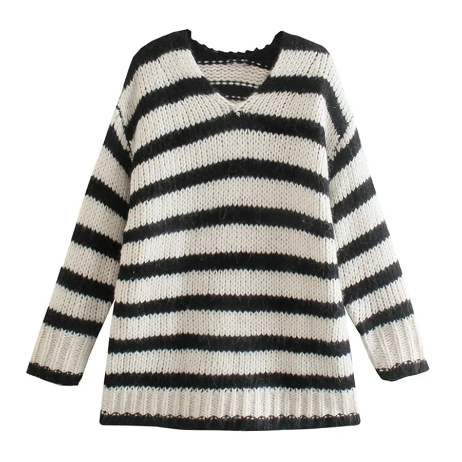 

Elmsk свитеры Женские винтажные пуловеры в стиле Инди топы с V-образным вырезом оверсайз полосатые зимние свитеры женские кашемировые теплые ...