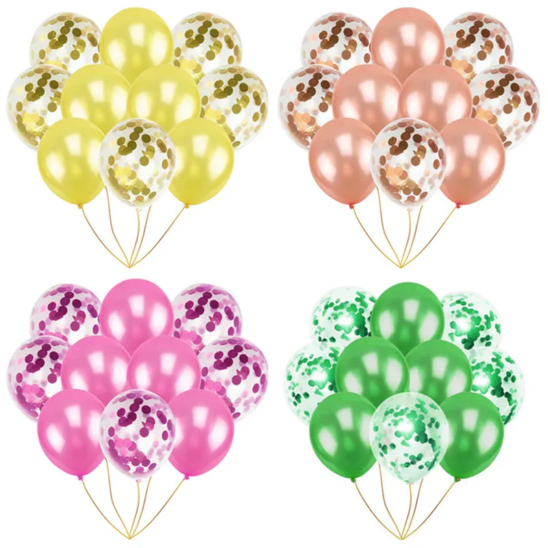 10 шт 12 дюймов розовый зеленый шар розовое золото конфетти латексные шарики