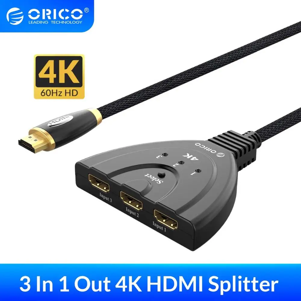 Кабель адаптер ORICO 3 порта s разветвитель 4K60Hz 30Hz переключатель в 1 порт HDMI