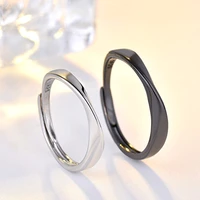 new fashion black white smooth couple ring classic sun moon sign adjustable ring for men women wedding jewelry valentines gift