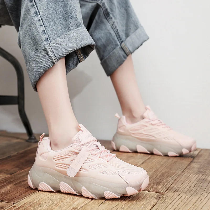 

2021 Women Shoes Fashion Spring Lady Casual Chunky Sneakers Female Running Sports All-Match Platform Increasing Brand Thick Sole