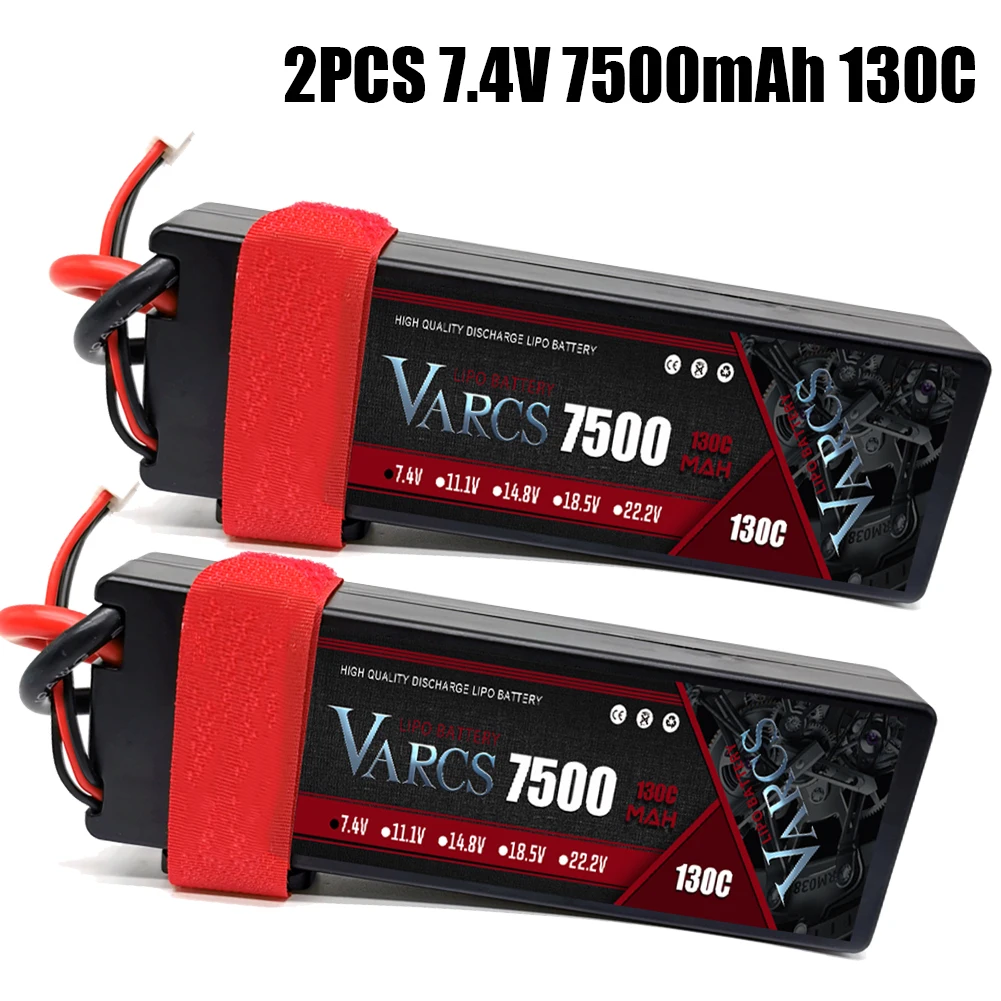 

2PCS VARCS Lipo Batteries 2S 7.4V 7500mAh 130C/260C HardCase for RC 1/8 /10 Car Off-Road Buggy Truck Boats Drone salash Parts