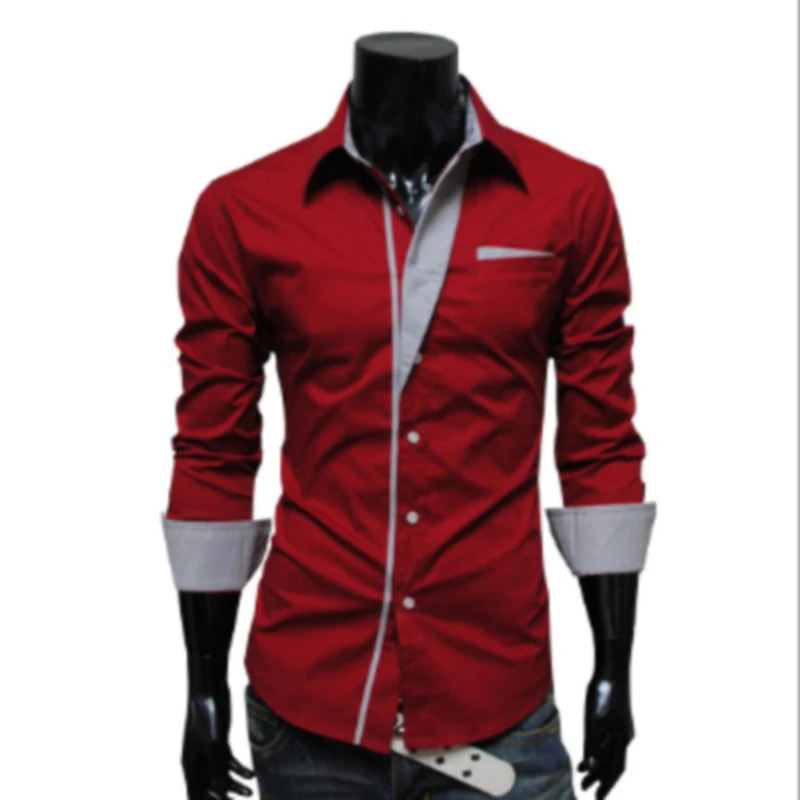 

2021 New Brand Long Sleeve Shirts Social Male 4 Colors Slim Fit Striped Shirts Plus Size 3XL Mens Dress Shirts