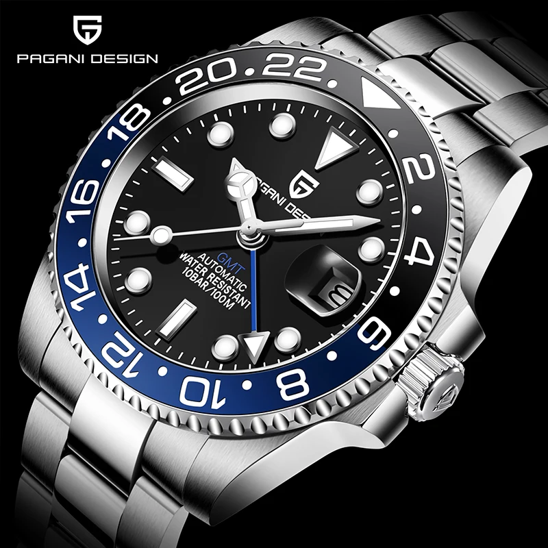 

PAGANI DESIGN Brand Men's Automatic Watch Ceramic Rotating Bezel GMT Wristwatch Sapphire Glass Business Mechanical Watches reloj